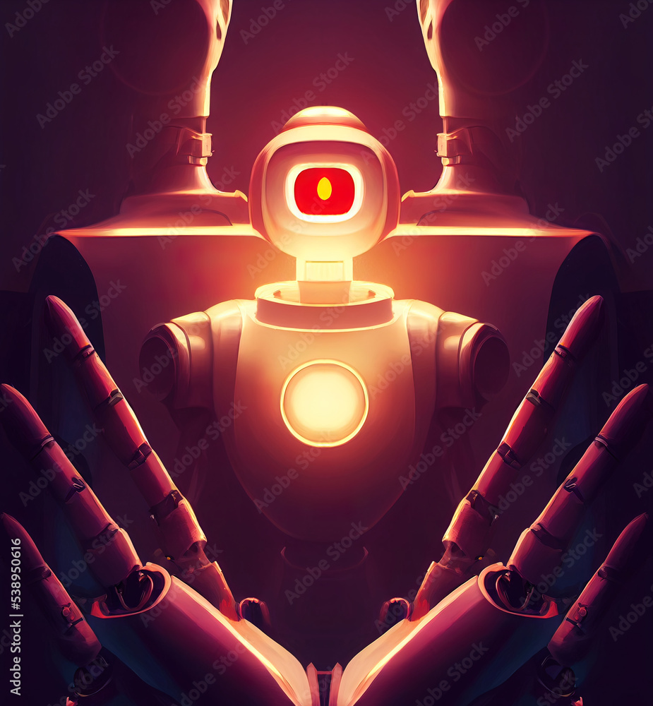 Holy scary robot 3d illustrated Stock Illustration | Adobe Stock