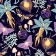 Seamless magic pattern with supply for witchcraft