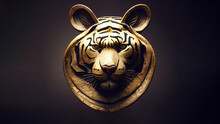 Illustration, Copper Tiger Sculpture, One Of The Chinese Zodiac Signs.