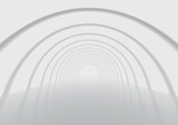 Fototapeta Perspektywa 3d - White glowing circular hall or room background, 3d rendering.