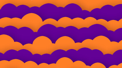 Happy Halloween banner or party invitation background with clouds in paper cut style