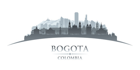 Fototapete - Bogota Colombia city silhouette white background