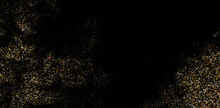 Vector Golden Smoke Background. Gold Particles . Glittering Gold Dust On Black Background.