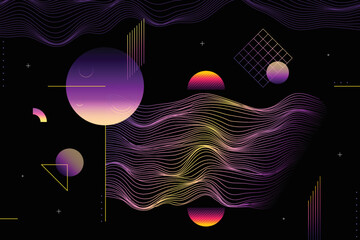 gradient abstract wireframe background vector design