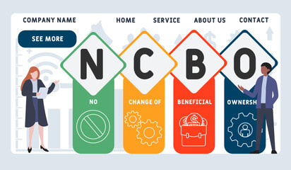 NCBO - No Change of Beneficial Ownership acronym. business concept background. vector illustration concept with keywords and icons. lettering illustration with icons for web banner, flyer, landing pag