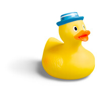 Yellow Rubber Duck On White Background