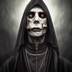 Dark Priest Nun Horror Character 3D Illustration