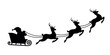Santa Claus is flying on a Christmas reindeer sleigh.