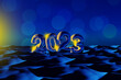 2023 Happy New Year Foil Balloon on Blue Desert Sand - 3D Illustration