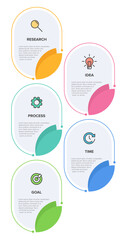 Vertical infographic design with icons and 5 options or steps. Thin line. Infographics business concept. Can be used for info graphics, flow charts, presentations, mobile web sites, printed materials.