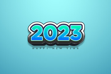 Wall Mural - modern happy new year 2023 with gold numbers