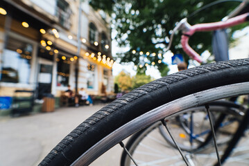 Bike Wheels close up on the street