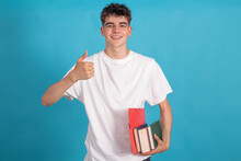 Isolated Student With Books And Okay Sign