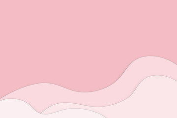 Wall Mural - minimal style pastel pink paper cut effect waves