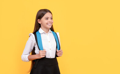 Canvas Print - back to school. knowledge day. concept of education. kid with long hair in uniform