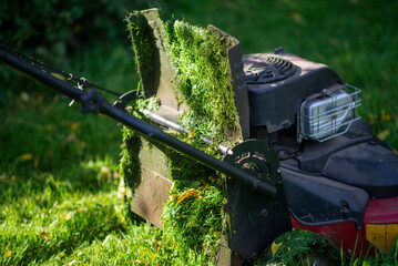 lawn mower clogged with wet grass