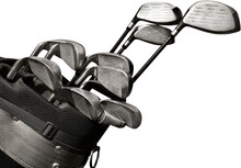 Golf Clubs In A Bag On Golf Course