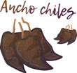 Pile of anchos chiles vector icon, dried polano peppers cartoon illustration isolated on white background