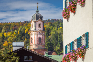 Wall Mural - Old town of Mittenwald in Bavaria at sunny autumn day, Germany