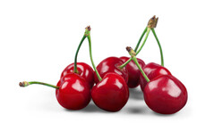 Red Cherries Isolated On A White Background