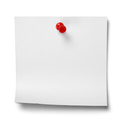 close up of white note paper on white background with clipping path