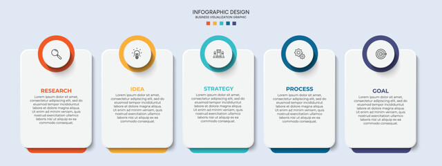 Steps business data visualization timeline process infographic template design with icons	
