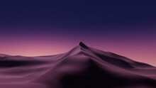 Sunrise Landscape, With Desert Sand Dunes. Beautiful Contemporary Background With Pink Gradient Sky