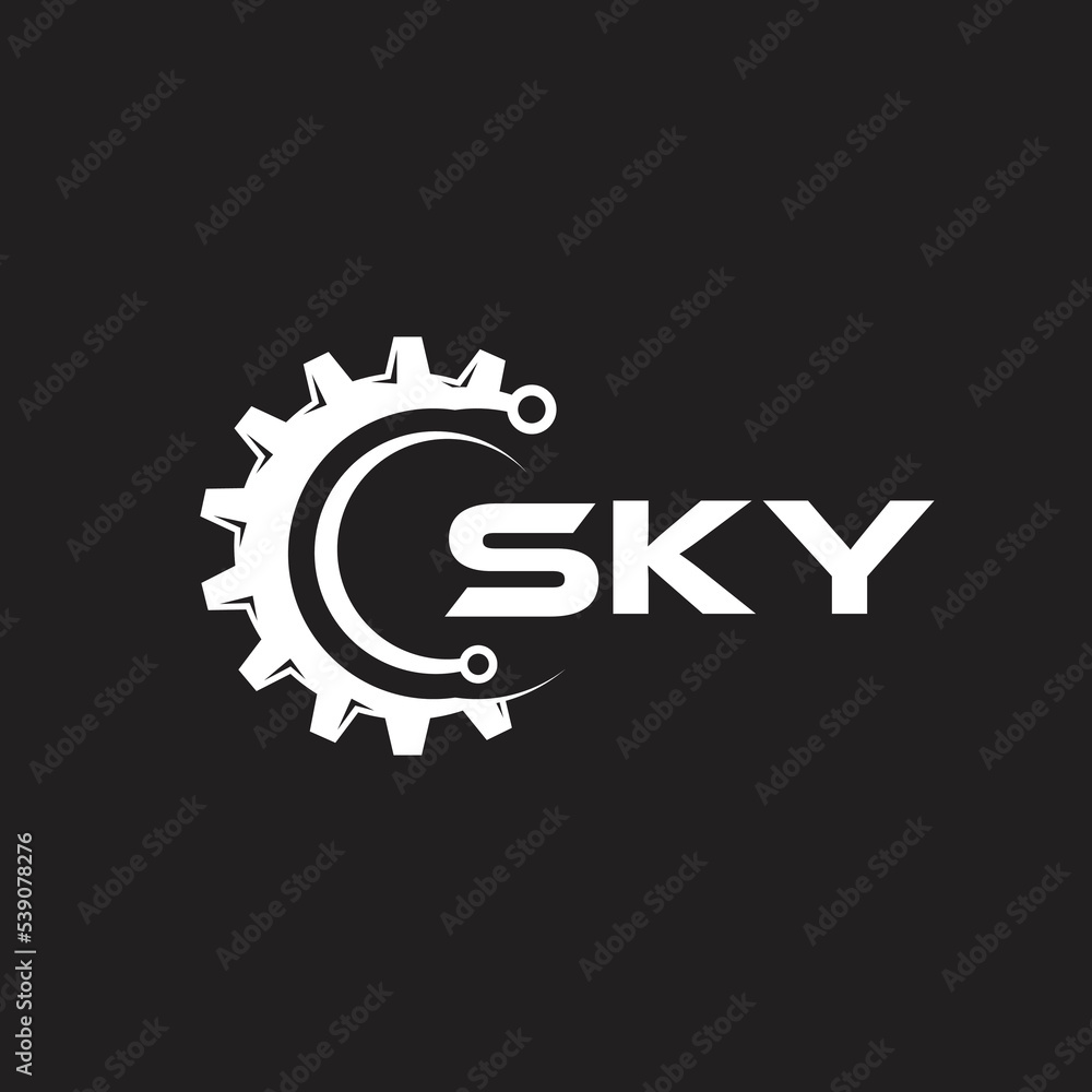 Sky Computer Logo SKY letter technology logo design on black background. SKY creative ...