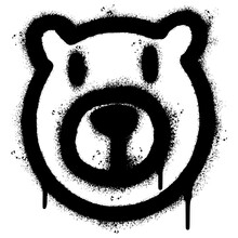 Spray Painted Graffiti Teddy bear icon Sprayed isolated with a white background. graffiti Teddy bear symbol with over spray in black over white. Vector illustration.