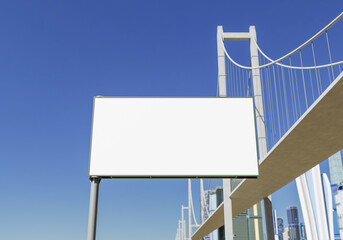  3D mockup blank billboard in downtown rendering
