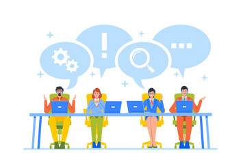 Wall Mural - technical support specialist solve client problems online. hotline call center. customer service sta