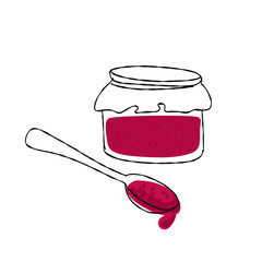 Illustration of jam with a spoon on a white background