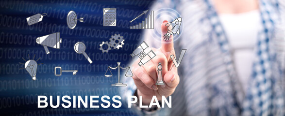 Wall Mural - Woman touching a business plan concept