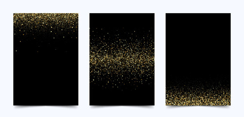 Wall Mural - black background gold glitters, artistic cover design, colorful texture.