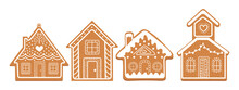 Gingerbread House Icon Collection. Christmas Ornament Cookies. 