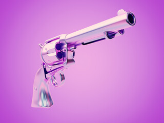 3d rendered illustration of a chrome revolver