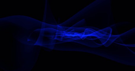 Wall Mural - Abstract background, video in high quality 4k. Blue moving lines and waves look like magical energy beautiful glowing smoke in space or fabric