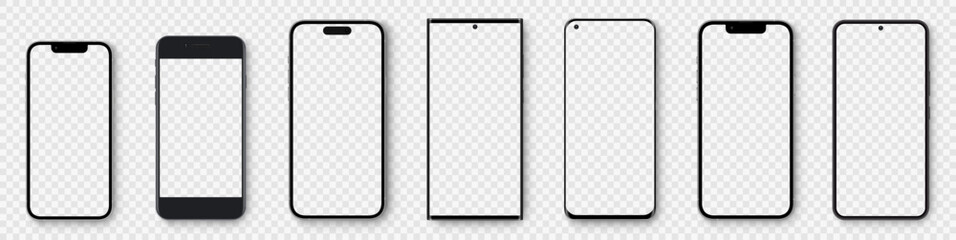 Wall Mural - realistic models smartphone with transparent screens. smartphone mockup collection. device front vie