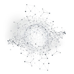 Black and White Modern Style Digital Communication, Networks Structure Concept Design, Isolated Geometric Wireframe