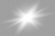 © luda - Yellow glowing light explodes on a transparent background. Sparkling magical dust particles. Bright Star.