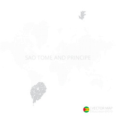  Sao Tome and Principe grey map isolated on white background with abstract mesh line and point scales. Vector illustration eps 10