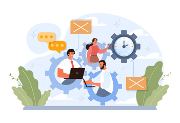 time management concept. business people work day planning,
