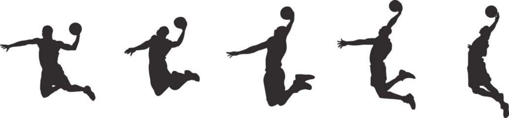 Wall Mural - silhouettes of people playing basketball