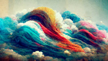 Colorful Watercolor Fantasy Abstract Brush Cloud Background