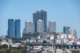 Fototapeta Nowy Jork - Skyscrapers of istanbul behind the Bosphorous, financial district of Turkey