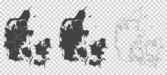 Wall Mural - set of 3 maps of denmark - vector illustrations