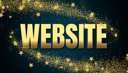 Wall Mural - website in shiny golden color, stars design element and on dark background.