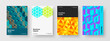 © pro - Isolated geometric shapes brochure template set. Original front page A4 design vector illustration composition.