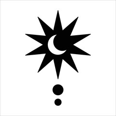 Moon in a star exclamation point. Mystic and esoteric simple icon