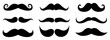 Mustache icon collection. Black silhouettes moustache. Vector illustration